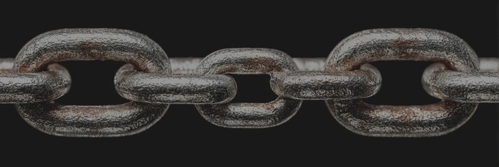 Close-up view of metallic chain links showcasing texture and detail against a dark background with elegant lighting effects - Low Contrast