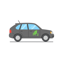 Naklejka premium Fuel Cell Car Flat Icon, Hydrogen Vehicle Illustration