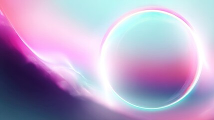 Abstract digital art with smooth gradients and glowing circular shapes in vibrant hues of pink, blue, and soft white on a dreamy background