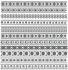 Sami vector seamless pattern Ornamental Borders Lapland folk art	