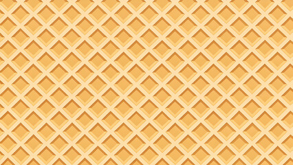 Naklejka premium Seamless Golden Waffle Texture Pattern Background. Sweet Delicious Breakfast Food Vector Illustration with Geometric Diamond Grid.