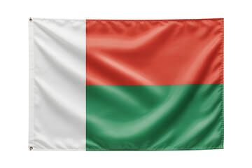 Waving Madagascar flag embodies national pride and resilience, perfect for travel, events, and patriotic displays of cultural identity