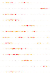 Abstract pattern of shimmering red and gold hearts arranged in horizontal lines on a dark background, symbolizing love and celebration and festive elegance.