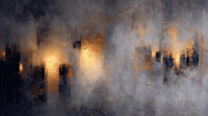 Abstract cityscape with golden and gray tones