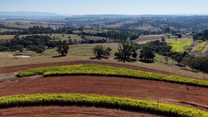 Sao Benedito Das Areias Skyline At Mococa In Sao Paulo Brazil. Countryside City. Rural Cityscape. Sao Benedito Das Areias Skyline At Mococa In Sao Paulo Brazil. Agriculture Field. Outdoor Scene.