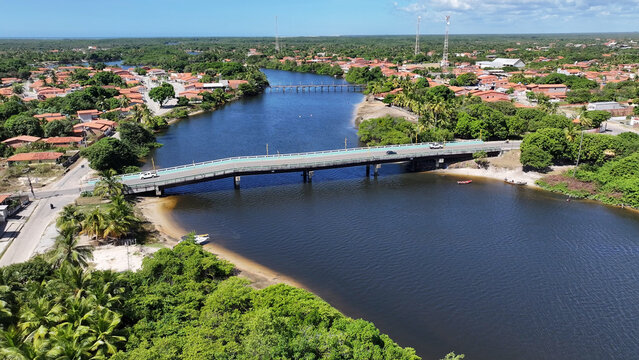 Paulino Neves Skyline At Paulino Neves In Maranhao Brazil. Downtown Cityscape. Fome River Scene. Paulino Neves Skyline At Maranhao. Northeastern Landscape. Urban Scenery. Countryside City.