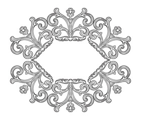 Ornate calligraphic hand drawn element and frame vector