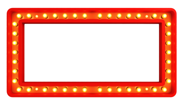 Retro marquee frame with glowing bulbs, perfect for vintage event announcements, theater signs, or bold signage projects.