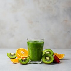 Vibrant Green Smoothie Packed with Fresh Fruits and Healthy Ingredients