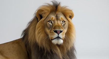 Majestic Male Lion Portrait with Intense Gaze and Golden Mane, Wild Animal Close-Up