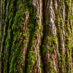 Obraz premium Moss-Covered Tree Bark