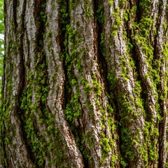 Obraz premium Moss-Covered Tree Bark