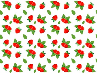 Strawberry and Mint Leaf Pattern