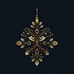 Intricate golden ornament with floral design perfect for festive winter celebrations and holiday decorations