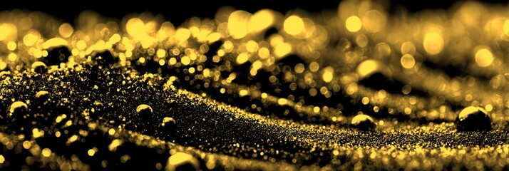 Captivating close-up of water droplets on shimmering surface at night capturing reflections