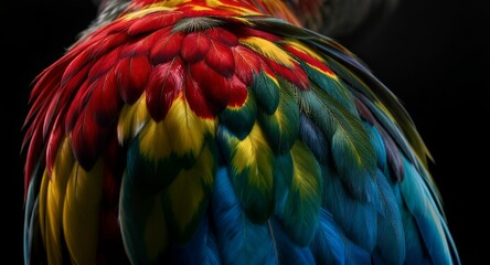 Vibrant Tropical Bird Feathers Extreme Close-Up