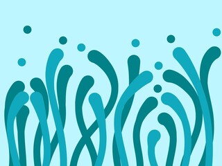 Abstract Aqua Wavy Lines and Bubbles Background