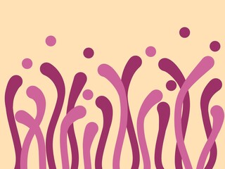 Abstract Pink Magenta Wavy Shapes on Peach Background