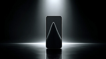 A sleek white smartphone with a shark fin emerging from the top symbolizing the hidden dangers of digital scams and phishing representing cybersecurity risk awareness and online threat concepts