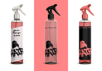 Pump Spray Bottle Mockup PSD - Editable Label & Liquid Color