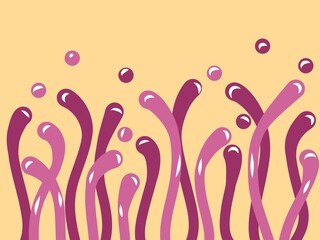 Glossy Pink Magenta Wavy Shapes on Peach