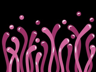 Glossy Pink Magenta Wavy Shapes on Black Background