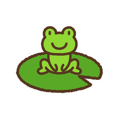 手書き風のアイコン　カエルと水草のトチカガミ