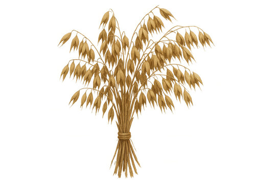Oats cereal sheaf bundle on transparent background representing agriculture and healthy food
