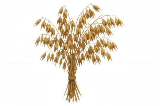 Oats cereal sheaf bundle on transparent background representing agriculture and healthy food