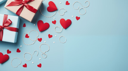 Gift box with red hearts, concept of a holiday