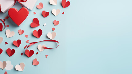 Gift box with red hearts, concept of a holiday