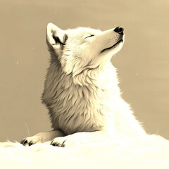 wolf resting peacefully against a background during winter season