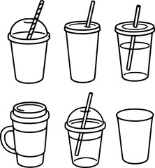 Vector outline for coloring, drink cups