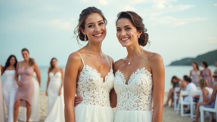 Naklejka premium Embrace of Equality - A Moment of Joy for Same-Sex Couples