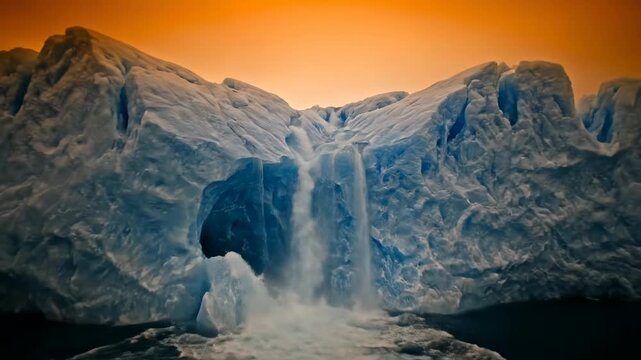 Glacier Melting Waterfall Landscape