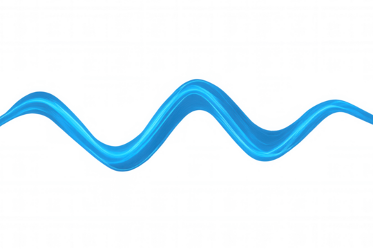 Abstract blue wave line forming a modern digital energy flow with dynamic motion on transparent background