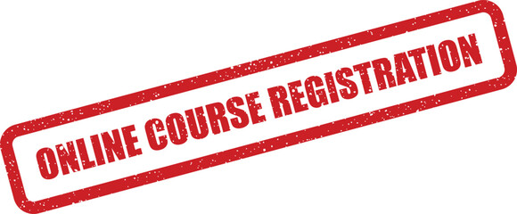 Distressed rubber stamp style showing ONLINE COURSE REGISTRATION, perfect for educational enrollment alerts