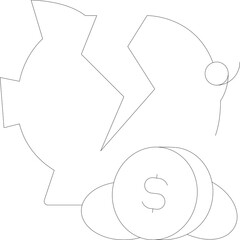 Abstract Outline of a Gear and Dollar Sign in Black Dots on Transparent Background