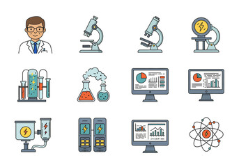 Lab Essentials Science & Technology Vector Icon Set for Research and Experimentation