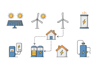 Sustainable Energy System Solar, Wind, and Battery Powering Homes