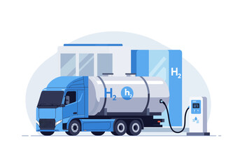 Hydrogen Truck Refueling at a Hydrogen Station Sustainable Transportation