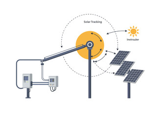 Solar Panel System with Tracking Device Illustration