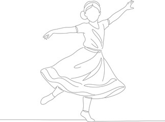 Minimalist Line Art Dancing Girl Silhouette Elegant Choreography Illustration