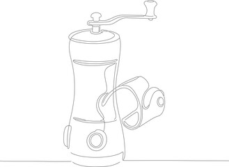 Outline Handdrawn Pepper Mill Grinder Kitchen Utensil Tool Illustration