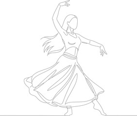 Fototapeta premium Minimalist Outline Dancing Woman Line Art Silhouette Illustration