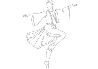 Minimalist Line Art Whirling Dervish Sufi Spiritual Dance Figure Illustration