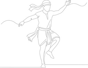 Dotted Line Art Dance Performance Folk Art Figure Illustration
