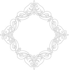 Elegant Decorative Floral Rhombus Frame Outline Ornament Design Template