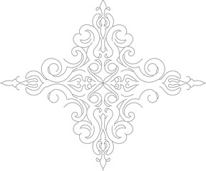 Intricate Ornamental Flourish Star Decorative Element Design Silhouette Illustration