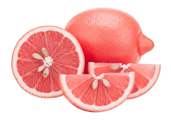 whole and sliced lemon with unique pink color